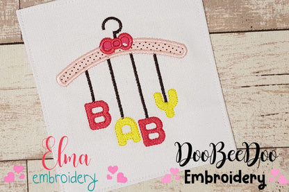 Baby Hanger with Baby Word - Applique - Machine Embroidery Design