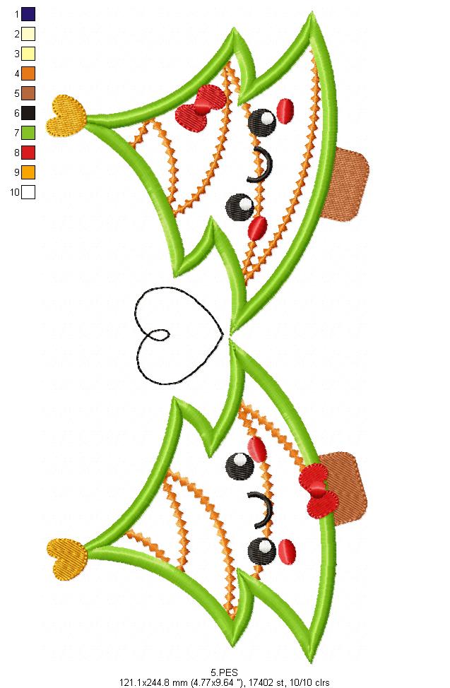 Love Tree Christmas  - Applique - 6 Sizes - Machine Embroidery Design