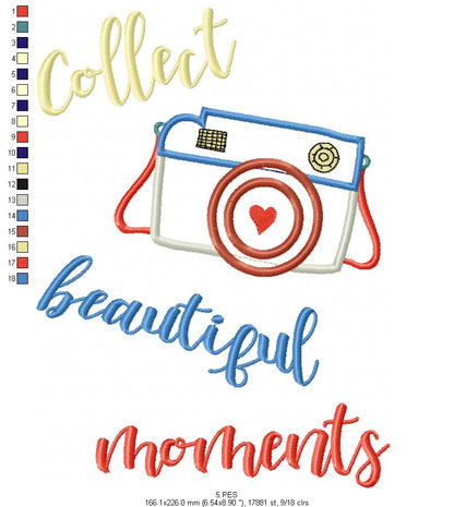 Photographic Camera - Applique -  6 Sizes - Machine Embroidery Design