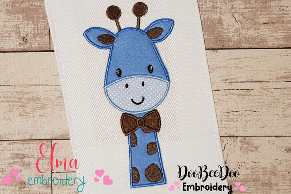 Blue Giraffe - Applique - Machine Embroidery Design