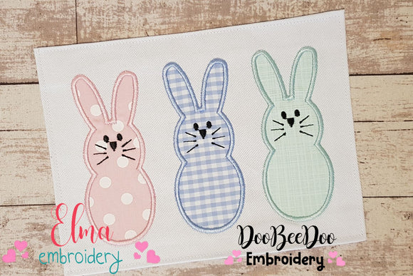 Three Bunnies - Applique - Machine Embroidery Design