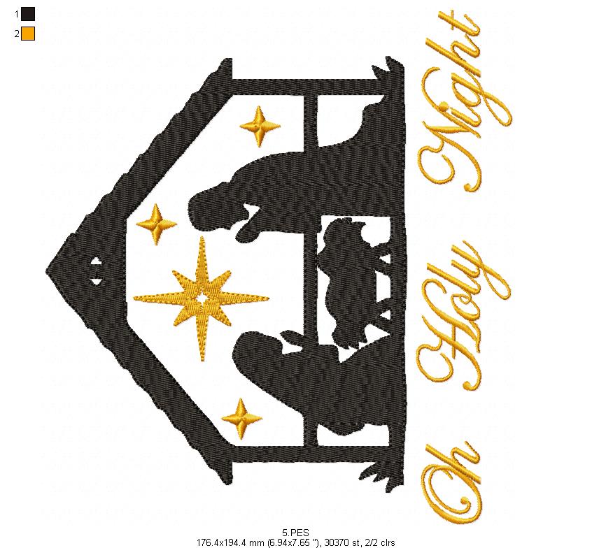 Oh Holy Night -  Nativity - Christmas - Fill STith - 6 Sizes - Machine Embroidery Designs