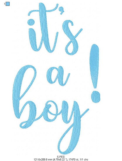 It's a Boy - Applique-  6 Sizes - Machine Embroidery Designs