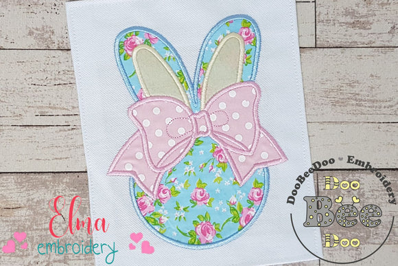 Easter Bunny Silhouette with Big Bow - Applique