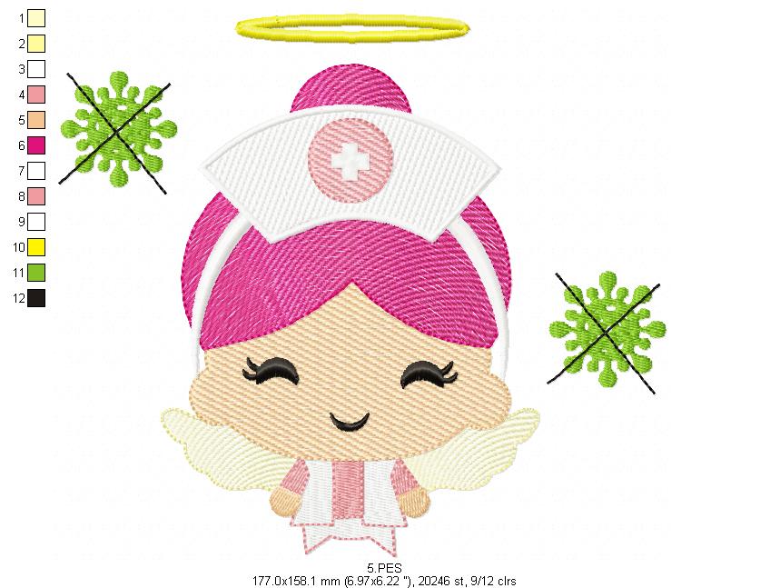 Nurse Embroidery Fill Stitch - 6 sIzes  - Machine Embroidery Design