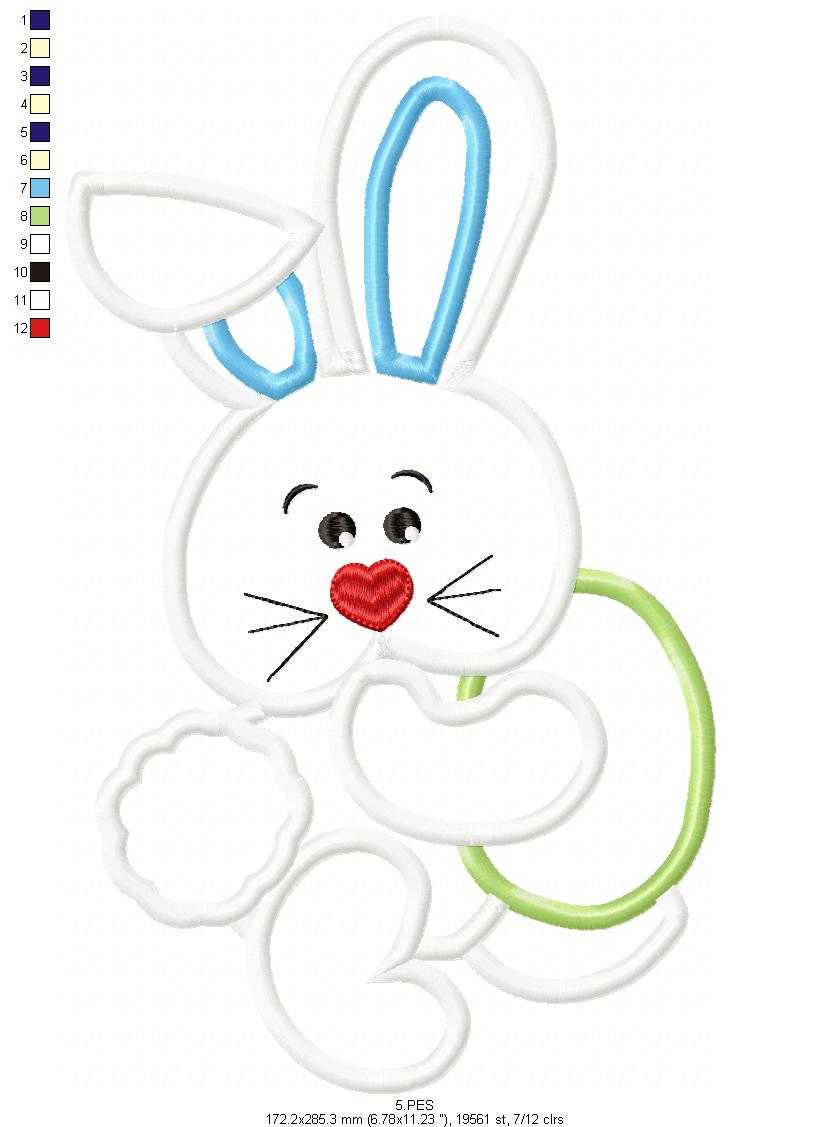 Cute Bunny - Applique - 6 Sizes - Machine Embroidery Designs