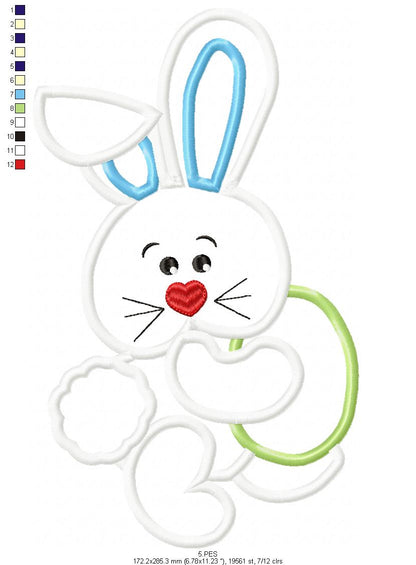 Cute Bunny - Applique - 6 Sizes - Machine Embroidery Designs