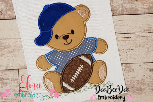 Teddy Bear and Football - Applique - Machine Embroidery Design