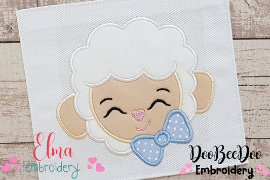 Sheep Boy Face - Applique - Machine Embroidery Design