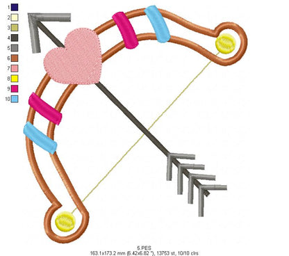 Bow and arrow Boho embroidery - Applique - 6 Sizes  - Machine Embroidery Design