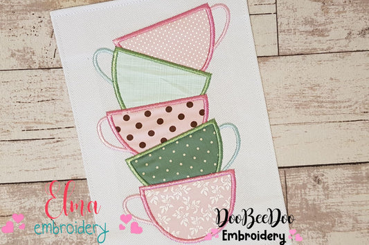 Tea Cups Stacked - Applique