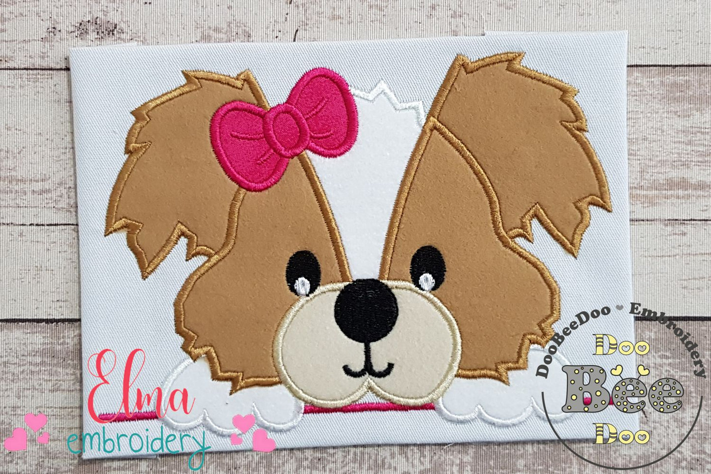 Split Puppy Dog Girl - Applique - Machine Embroidery Design