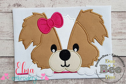 Split Puppy Dog Girl - Applique - Machine Embroidery Design