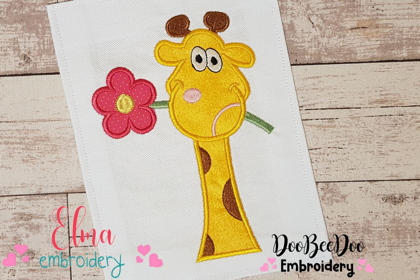 Giraffe and Flower - Applique Embroidery