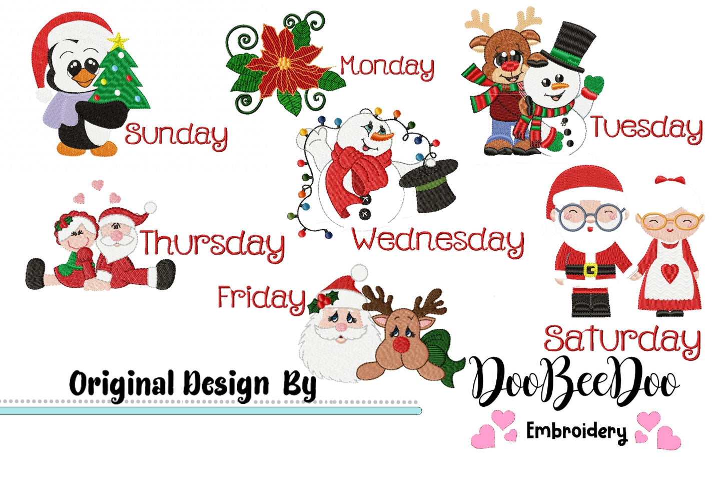 Days of the Week - Christmas - Machine Embroidery Design