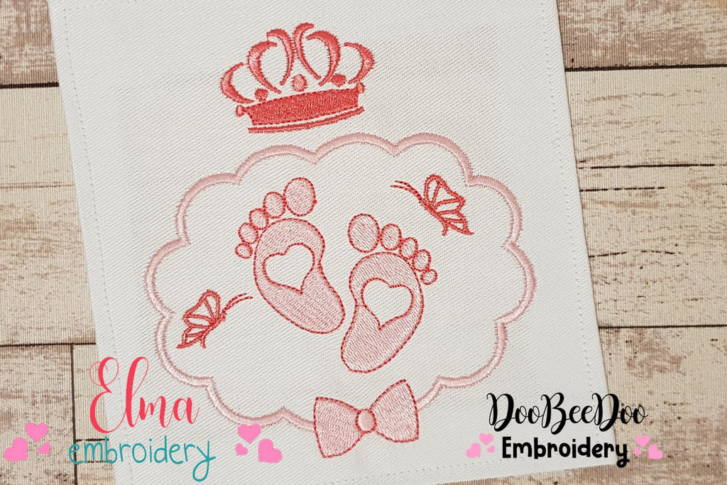 Baby Feet, Frame and Crown - Fill Stitch - Machine Embroidery Design