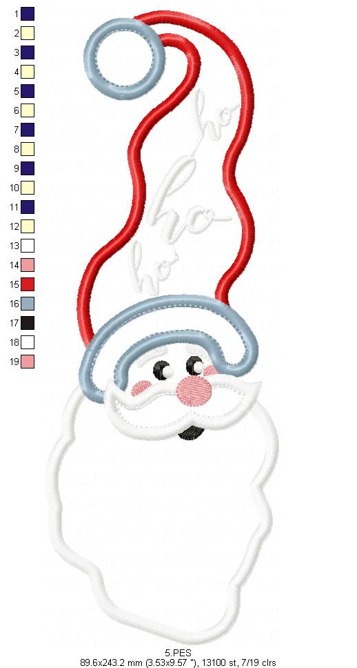 Santa Claus Ho Ho Ho  - Applique - 6 Sizes - Machine Embroidery Designs