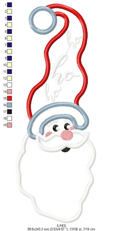Santa Claus Ho Ho Ho  - Applique - 6 Sizes - Machine Embroidery Designs