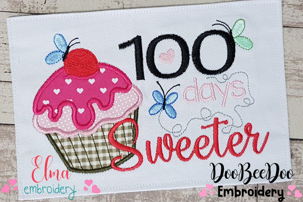 100 Days Sweeter - Applique-Machine Embroidery Design