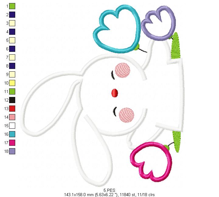 Cute bunny in the burrow - Applique