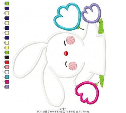 Cute bunny in the burrow - Applique