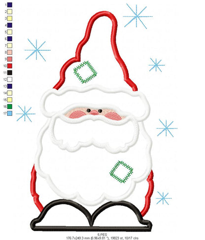 Santa Claus  - Applique -6 Sizes - Applique - Machine Embroidery Designs