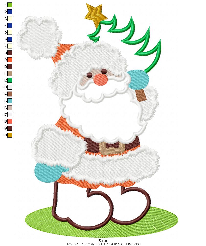 Santa Claus -  Applique / Fill Stitch - 6 Sizes - Christmas - Machine Embroidery Design