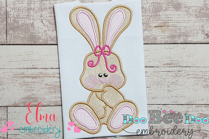 Cute Bunny Girl Big Ears - Applique Embroidery