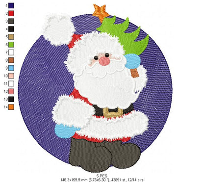 Santa Claus - Fill Stitch - 6 Sizes -  Machine Embroidery Design