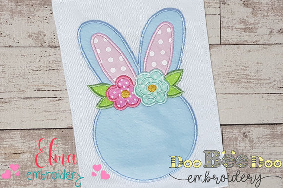 Easter Bunny Silhouette Flowers - Applique - Machine Embroidery Design