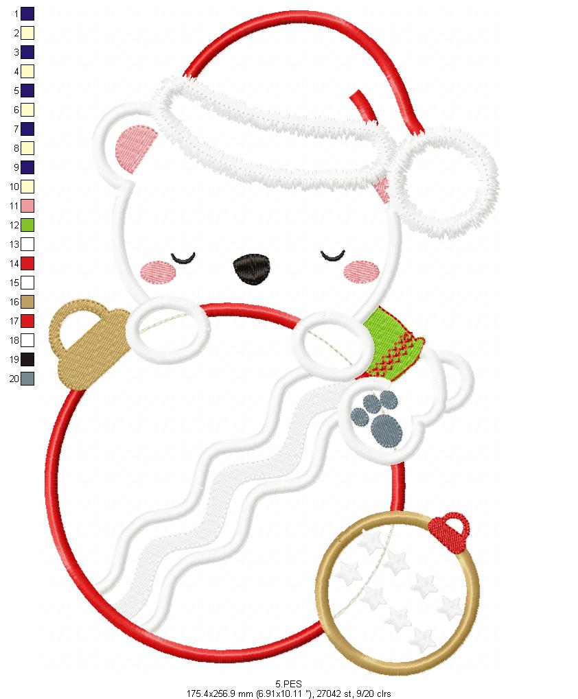 Christmas Teddy Bear  - Applique - 6 Sizes - Machine Embroidery Designs