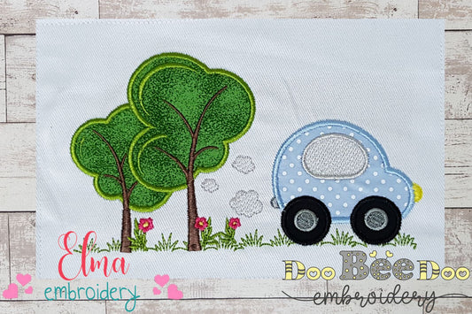 Car and Tree - Applique Embroidery