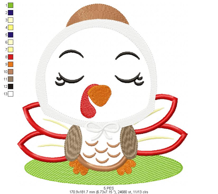 Thanksgiving Turkey Mother- Applique  - 6 sizes - Machine Embroidery Design