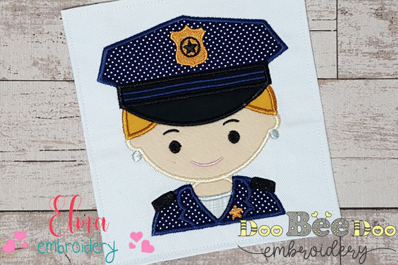 Police Officer Girl - Applique - Machine Embroidery Design