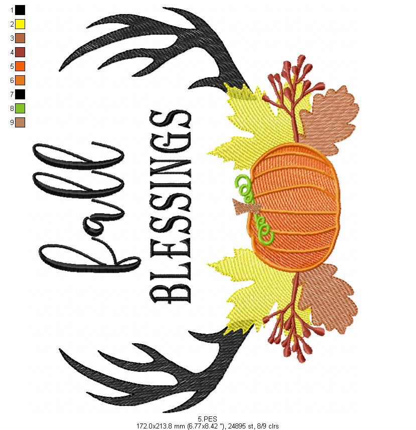 Fall Blessings- Fill stitch / Rippled - 6 sizes - Machine Embroidery Design