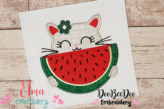 Cat eating a watermelon - Applique