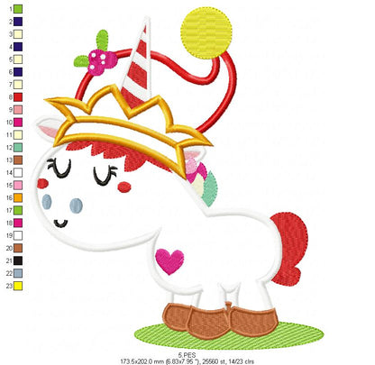 Unicorn Christmas - Applique/ Fill Stitch - 6 Sizes -  Machine Embroidery Design