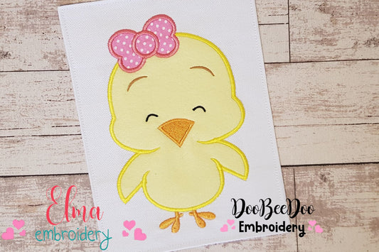 Chick Girl Smiling - Applique - Machine Embroidery Design