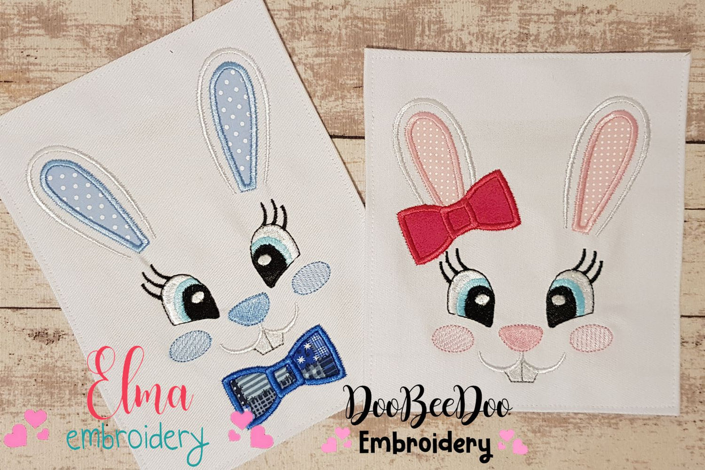 Bunny Face Boy and Girl - Applique - Set of 2 designs