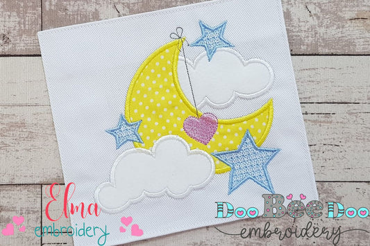 Moon, Cloud and Stars - Applique