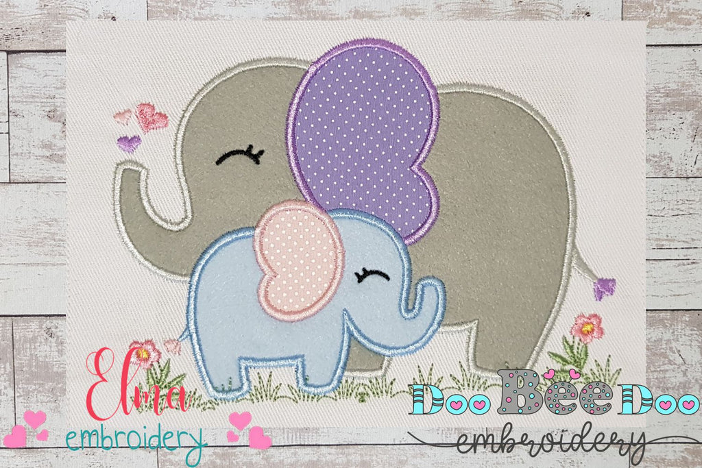 Elephant Mom and Daughter - Applique