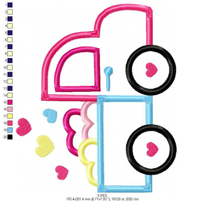 Love truck- Valentine's - Machine Embroidery Design