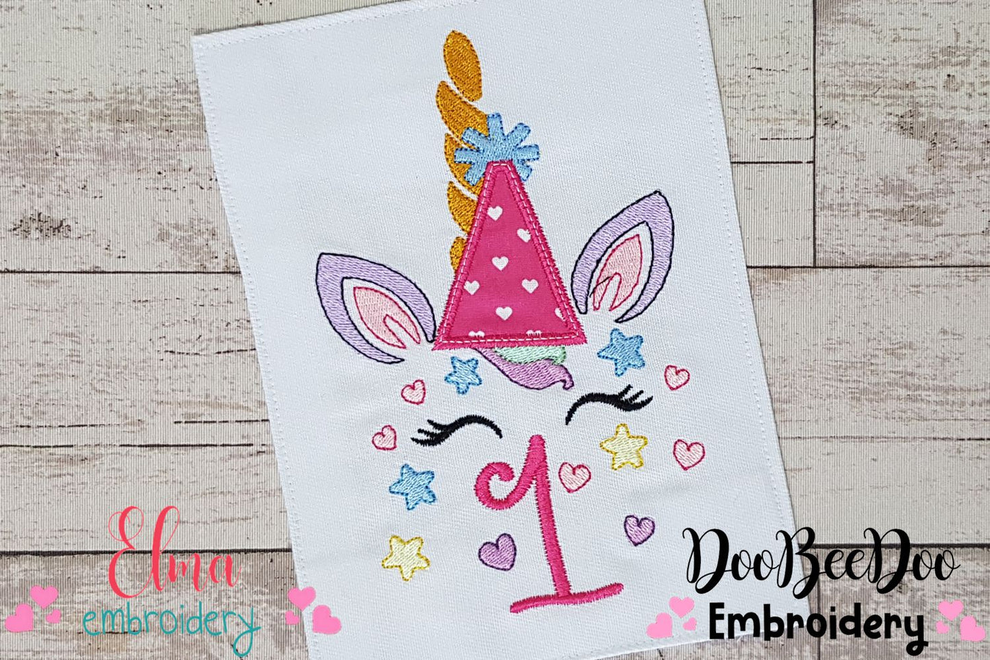 Unicorn One 1st Birthday - Applique - Machine Embroidery Design