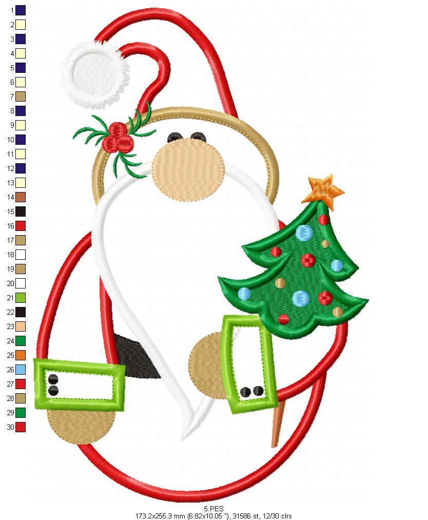 Christmas Gnome - Applique - 6 Sizes - Machine Embroidery Designs
