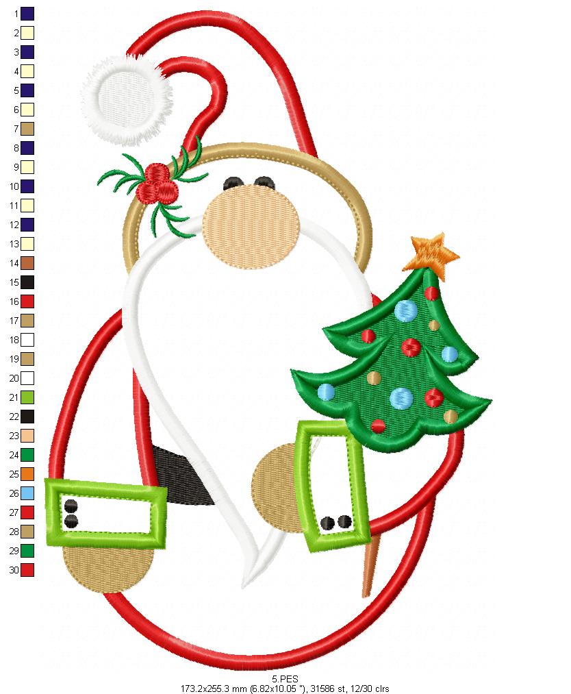 Christmas Gnome - Applique - 6 Sizes - Machine Embroidery Designs