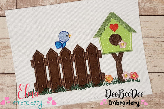 Bird House and Fence - Applique