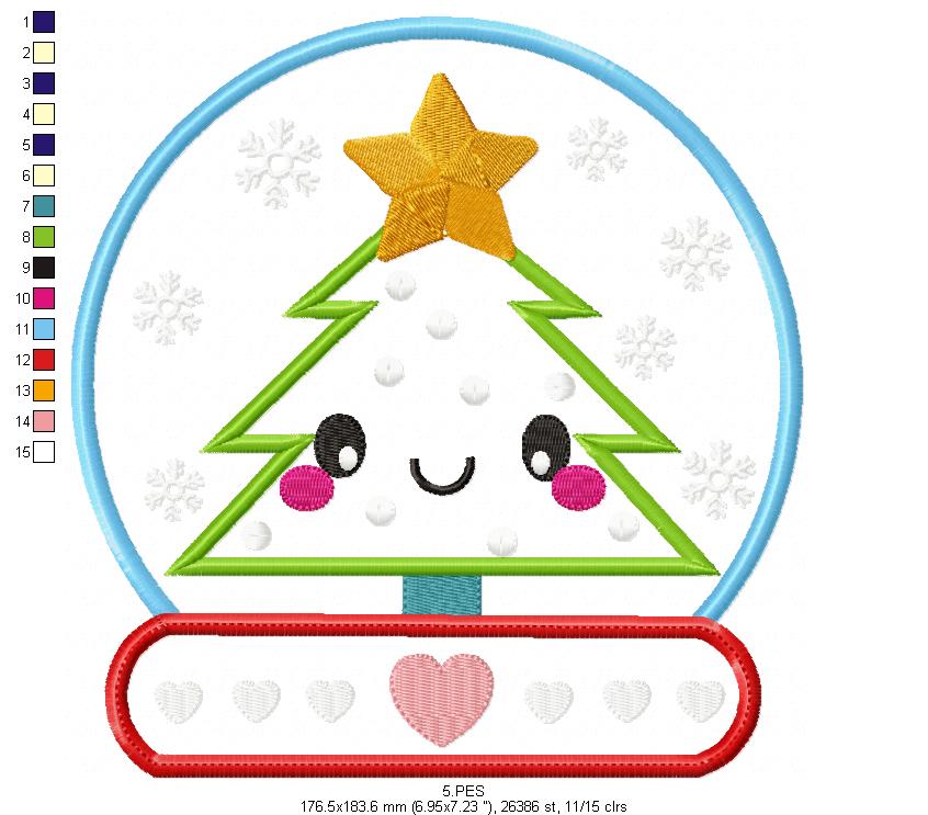 Christmas Tree Globe - Applique - 6 Sizes - Machine Embroidery Design