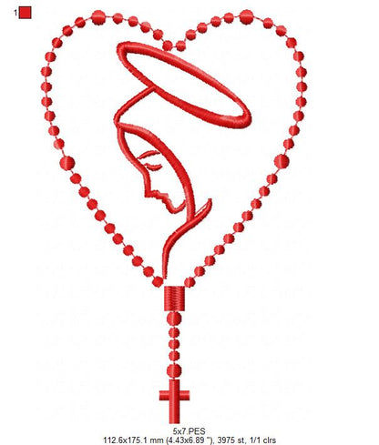 Angel Our Lady of Fatima - Fill Stitch - Machine Embroidery Design