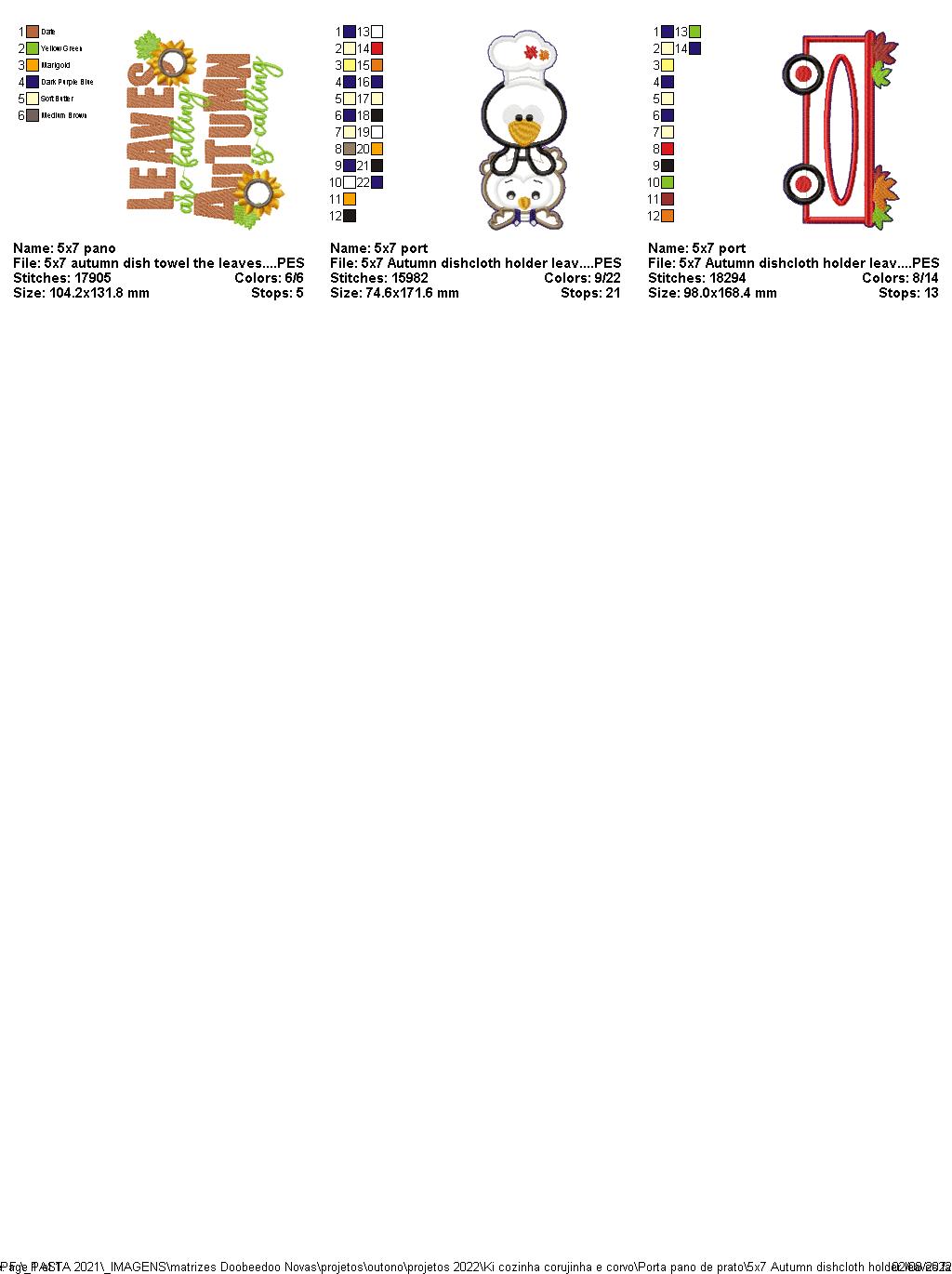 Cute Autumn Kitchen Set of 2 Designs - ITH Project - Machine Embroidery Design