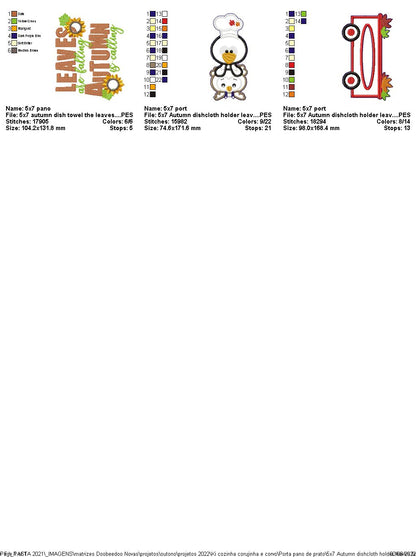 Cute Autumn Kitchen Set of 2 Designs - ITH Project - Machine Embroidery Design